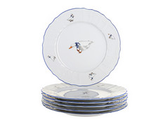 Набор мелких тарелок 27 см Бернадотт, Гуси, 6 штук