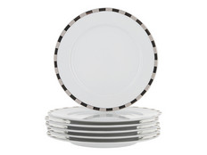 Набор десертных тарелок 17 см Опал, Платиновые пластинки, отводка платина, 6 штук