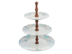 Этажерка 3-х ярусная Роза, Голубая роза- стойка, золото пластик