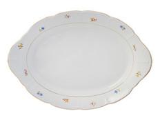 Блюдо для хлеба Натали, Мелкие цветы, отводка золото