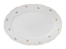 Блюдо овальное 36 см Натали, Мелкие цветы, отводка золото