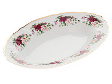 Блюдо овальное 24 см Бернадотт, Английская роза, отводка золото