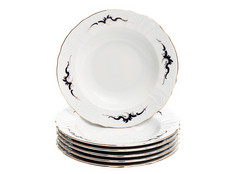 Набор глубоких тарелок 23 см Бернадотт, Синие вензеля, 6 штук